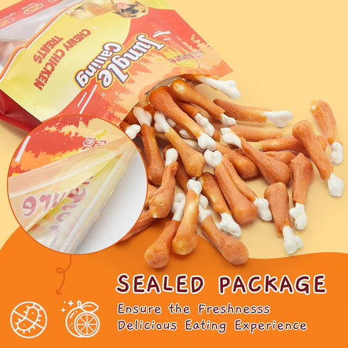 21.2 oz Jungle Calling Chewy Chicken Dog Treats Real Chicken Calcium Bone, Rawhide Free, Teeth Clean & Breath Fresh Dog