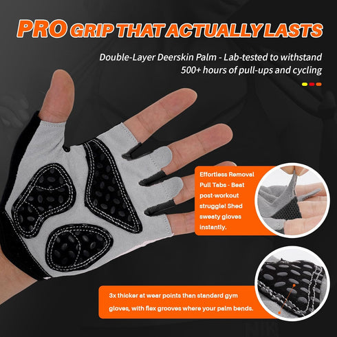 Generic Workout Gloves for Men Women, Fingerless Weight Lifting Gloves with Genuine Suede Palm, Full Palm Protection