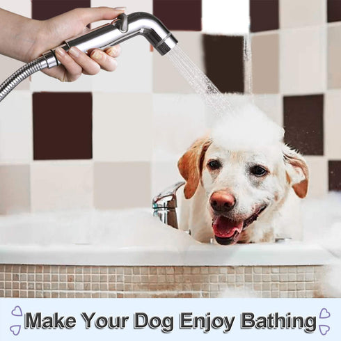 Dog Shower Attachment Metal, YDmeet Pet Shower Attachment for Fast Pet Bathing, Adjustable Sprayer, 8 ft Hose, Chrome