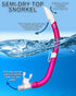 Snorkeling Gear for Adults Age 10+ - 2 Window Adult Snorkel Mask & Set, Panoramic Wide View with Travel Bag