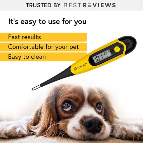 iProven Dog & Cat Thermometer, Accurate Fever Detection, Comfortable Flexible Tip, Waterproof, Fast Readings in 20 sec,
