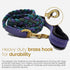 Blazing Paws Vibrania 6 Ft Super Soft Braided Leather Dog Leash, Heavy Duty with Side Ring, Teal Green Blue
