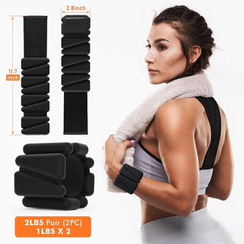Wrist Weights, Adjustable Ankle Weights for Home Gym Workout, Set of 2 (1LB Each) for Running & Strength Training