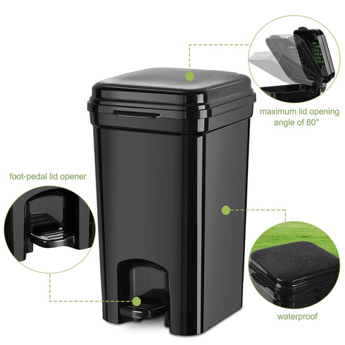 Umtiti 5-Liter 20PCS Dog Poop Trash Can & Portable Cat Litter Disposal, All-Black ABS Material, Trash Can with Waste