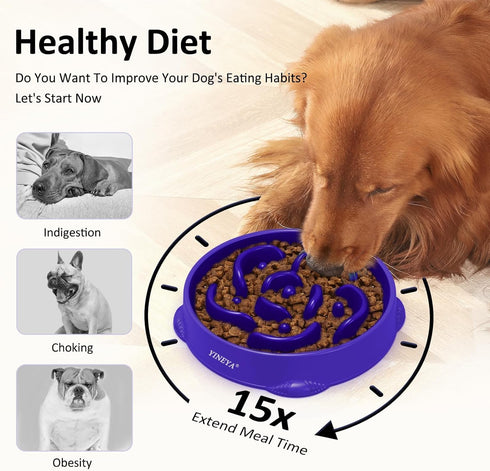 4 Cups Slow Feeder Dog Bowls for Large Breed, Dog Food Puzzle Feeder, Maze Bowl, Slow Eating Dog Puzzle Feeder