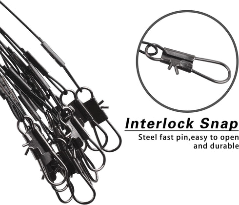 Saltwater Fishing Wire Leader with Swivels Snaps Stainless Steel Fishing Rigs for Lures Bait Hooks