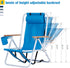 w/4 Outvita Folding Beach Chair Adjustable Headrest Flexible Tilt Angle, Cup Holder Portable High Strength Cleanable
