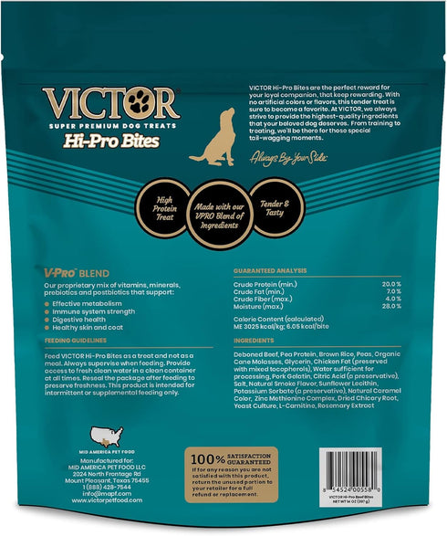 Victor Super Premium Dog Treats – Classic Hi-Pro Bites Dog Treats – Training Treats with Real Beef – Tender Beef Protein Training Treat for Small, Medium and Large Breed Dogs, 14 oz