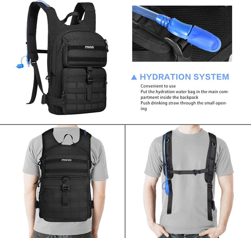 MOSISO Tactical Hydration Pack Backpack, Lightweight Military Daypack with 3L Water Bladder
