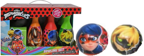 What Kids Want Miraculous Ladybug Bowling Set, Superheroes Indoor Outdoor Bowling Game for Kids, 7 Pieces Set