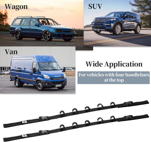 Vehicle Fishing Rod Holder, Heavy Duty Adjustable 5 Rod Capacity Storage Straps for Truck Car SUV Wagons Van