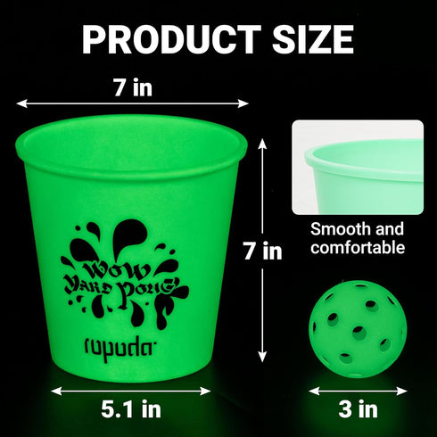 ropoda Giant Yard Pong,Yard Games with Durable Buckets and Balls - Choose Red Large, XL, or Green - Glow in the Dark
