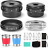 Odoland 15pcs Non-Stick Camping Cookware Mess Kit, Lightweight Pots Pan Set with Stainless Steel Cups Plates Forks