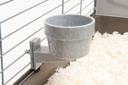 Lixit Quick Lock Removable Cage Bowls for Rabbits, Birds, Dogs, Cats, Guinea Pigs (10oz, Granite)