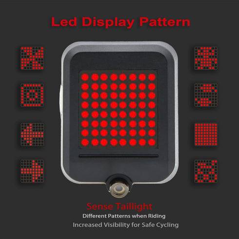 Intelligent Bike Tail Light with Smart Rechargeable LED, Automatic Direction and Brake Sensor for Enhanced Safety