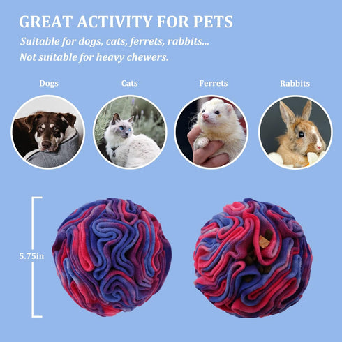 Snuffle Ball for Dogs - Find Hidden Food, Interactive Toy for Boredom, Soft Polar Fleece, Machine Washable