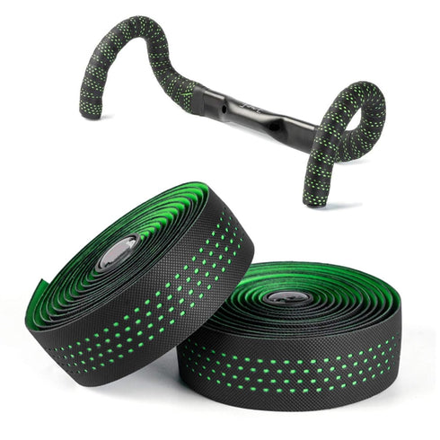 Road Bike Handlebar Tapes - EVA+PU Professional Bicycle Bar Tape, Racing Bike Handle Wraps with End Plugs (Green)