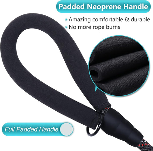 VIVAGLORY 5ft Strong Rope Dog Leash, Thick Neoprene Padded Handle, Durable Reflective for Medium Large Dogs