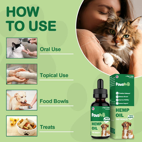 Hemp Oil for Dogs and Cats - Helps with Anxiety, Pain, Stress, Sleep, Arthritis Relief, Fast Results (2 Pack)