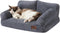 Hollypet Fluffy Plush Dog Cat Pet Sofa Couch, Soft Calming Pet Beds for Medium Small Cats and Dogs, Gray