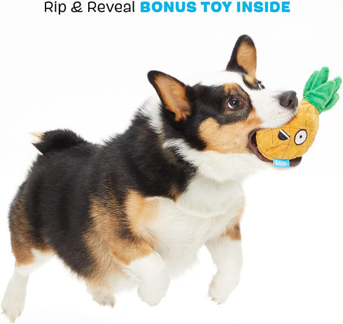 Barkbox 2 in 1 Interactive Plush Dog Toy - Rip and Reveal for Small Dogs - Penny The Pineapple