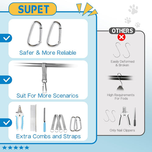 Supet Dog Grooming Hammock for Small Dogs and Cats, Coral Blue, Relaxation Restraint for Nail Trimming