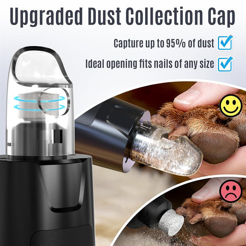 6-Speed 50% Trimmers 2 7h Casfuy New Dog Nail Grinder - More Power Dog Nail with LED Lights Quiet Running Time Electric