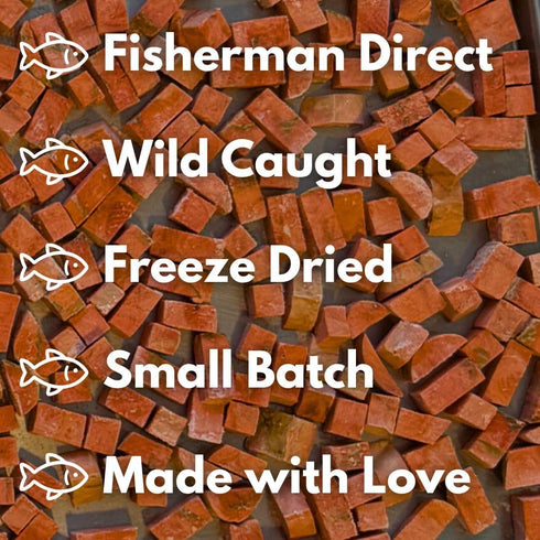 Hook Point Fisheries 3, Freeze Dried Sockeye Salmon Pet Treats for Dogs & Cats, Human Grade, Fisherman Direct, Premium