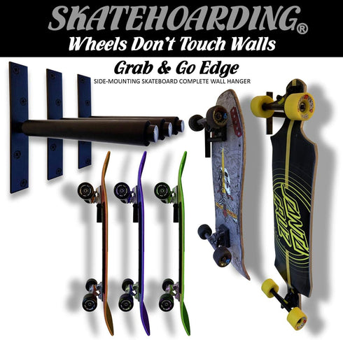 Grab & Go Edge Side-Mounting Skateboard Complete Wall Hanger Rack