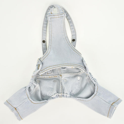 FLAdorepet Classic Dog Denim Jumpsuit Overalls, Pet Jeans Pants for Chihuahua, Yorkie, Dachshund (Light Blue, Medium)