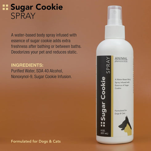 Pet Deodorizing Body Spray, Sweet Sugar Cookie Scent, Long-Lasting Dog Body Spray & Cat Cologne, 8 Fluid Ounces