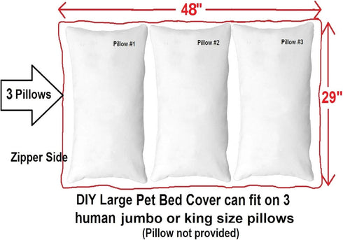 Do It Yourself DIY Pet Bed Pillow Duvet Waterproof Cover for Dog or Cat in Large 48"X29" - Cover only