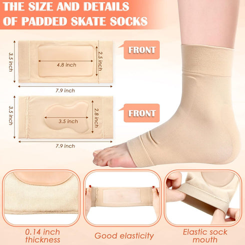 Geyoga 2 Pairs Ice Skating Socks for Women, Tendon Heel Ankle Protector Padded Guards Ankle Sleeve Pad