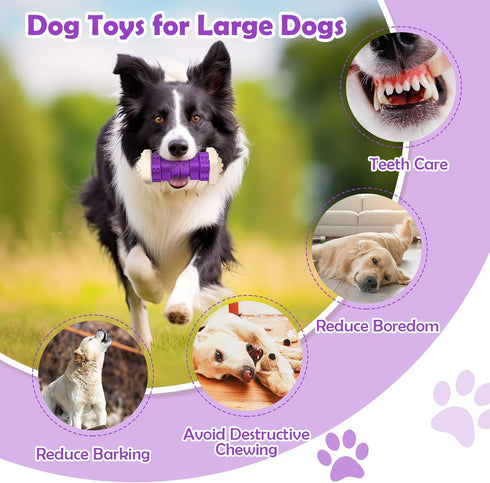 Tough Dog Toys for Aggressive Chewers - Indestructible Puzzle Toys, Interactive Chew Toys with Beef Flavor for All Dog
