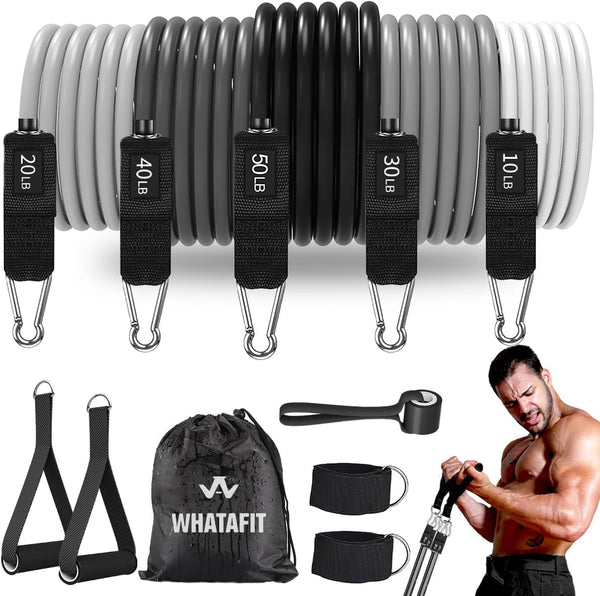 WHATAFIT Resistance Bands for Working Out, Exercise Bands with Handles for Men and Women Fitness Training