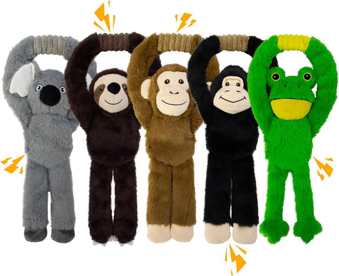 No Stuffing 5-Pack Dog Toys, Squeaky Plush with Crinkle to Keep Them