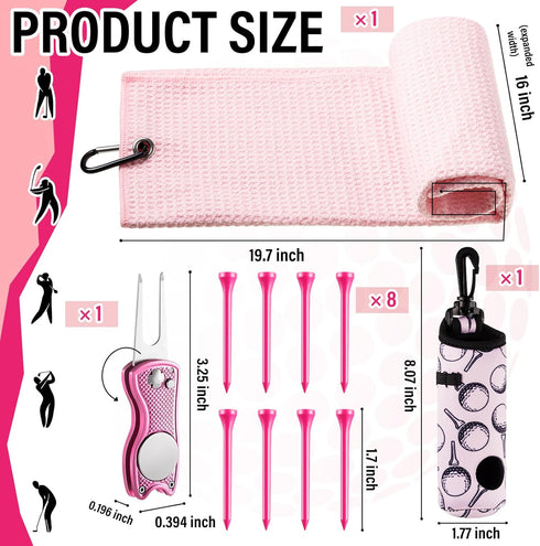 Liliful 12 Pcs Golf Accessories Kit, Includes Golf Tees, Towel, Ball Bag with Hook, Cleaner Brush, Divot Tool, Magnetic