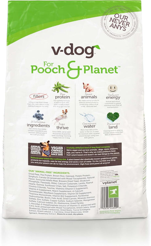 V-dog Vegan Mini Kibble Dry Dog Food, 4.5 LB, Plant-Based Protein for Sensitive Stomach and Skin, All Natural
