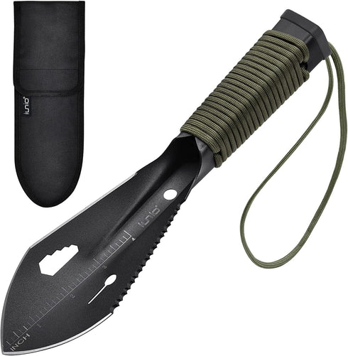 iunio Portable Hiking Trowel, Multitool Shovel with Carrying Pouch for Camping, Backpacking, Gardening, Outdoor