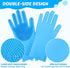 Pecute Pet Grooming Gloves Large, Heat Resistant Cat Bathing Gloves with High-Density Teeth for Washing and Massaging