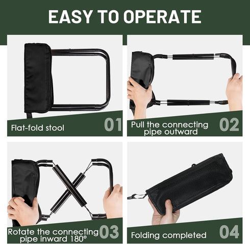 BKLRBRV 1.97" 0.99LB 200LB Ultra-Thin Portable Folding Stool - Slim Fold, Lightweight, Capacity Camping Chair
