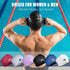 Women's Swim Cap for Long Hair, High Elasticity Thick Silicone Bathing Caps with Ear Plugs and Nose Clip