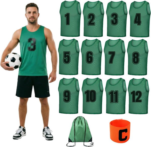 TOEPODO Pinnies Set of 12 Pack Scrimmage Vests Soccer Bibs Team Practice