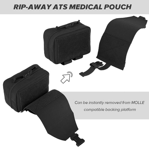 PETAC GEAR Tactical Rip Away Medical Pouch, Tear Off First Aid IFAK Pouch, Molle & Belt Horizontal Emergency Bag