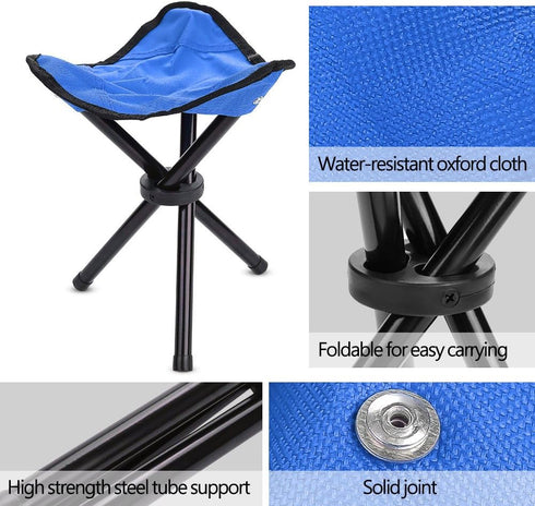 VBESTLIFE Portable Folding Tripod Chair, Oxford Cloth Steel Tube Camping Chair for Outdoor Camping Hiking Fishing
