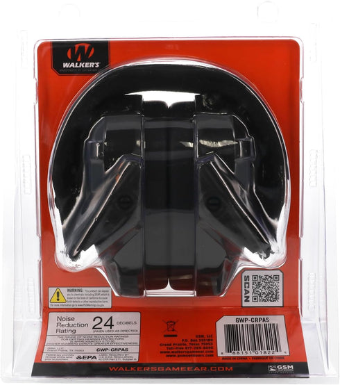 24dB Walker's Compact Passive Earmuffs for Adults - Noise Reduction