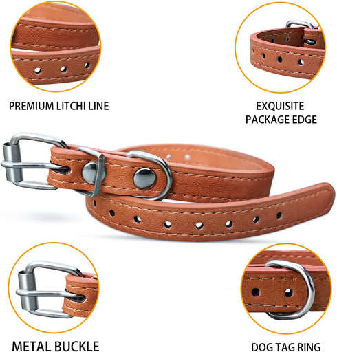 Adjustable ID Pet Collar Set of 12 or 16, Leather for Medium Large Breed Dogs, Neck 6''~18'' (S: Neck 6"~12")