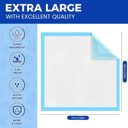 YOPETKI 28"x34" 100 Pack 100 Count Dog Pee Pads Extra Large - Super Absorbent XLarge Puppy Pads Leak-Proof Disposable