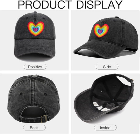 Funny Adjustable LGBT Baseball Cap, Embroidered Rainbow Pride Hat for Men Women, Dad Hat Accessories