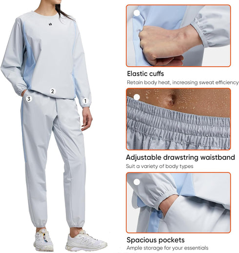 HOTSUIT Sauna Suit Women Durable Gym Workout Sauna Jacket Pants Sweat Suits